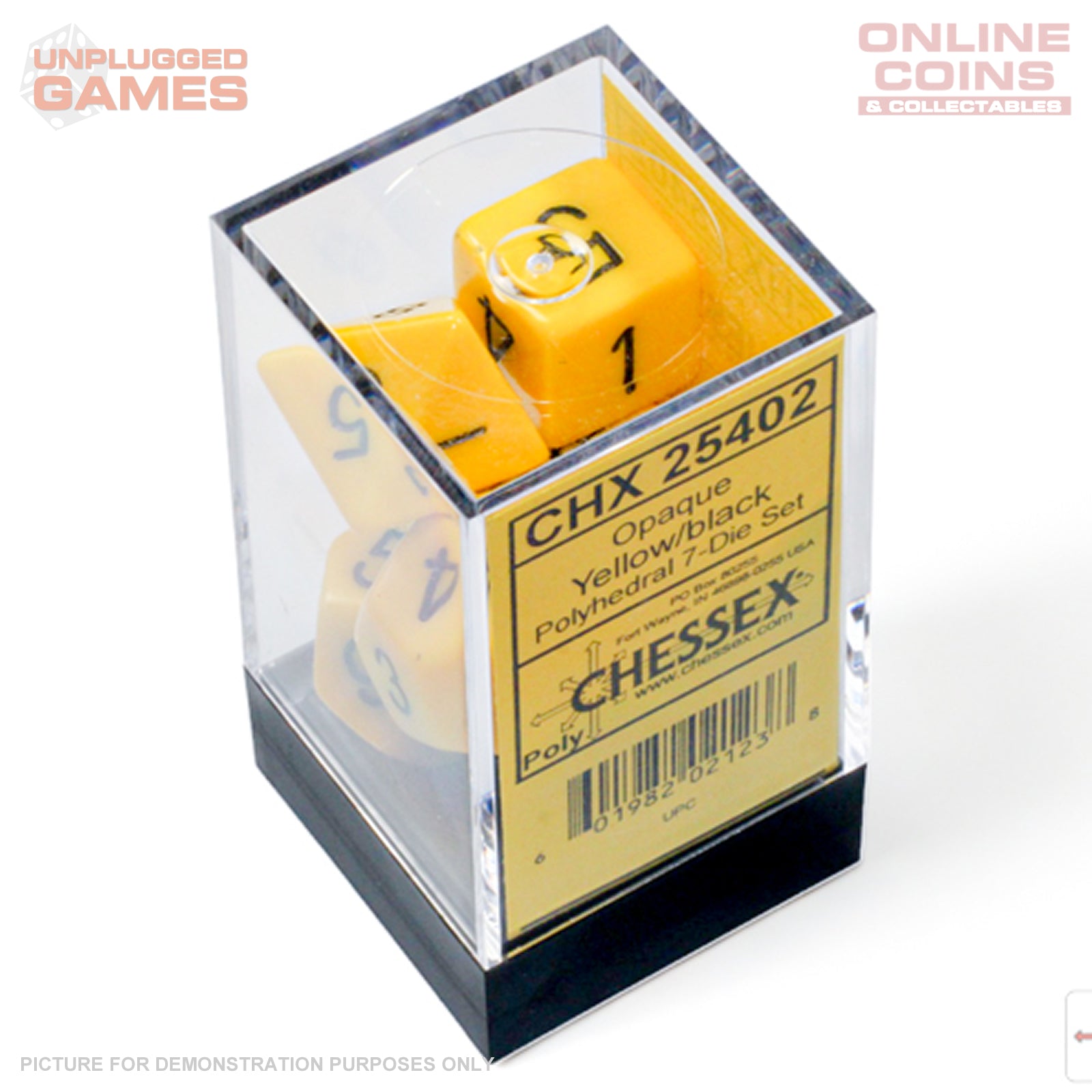 Chessex D7-Die Set Opaque Polyhedral Yellow/black 7-Dice Set